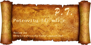 Petrovity Tömör névjegykártya